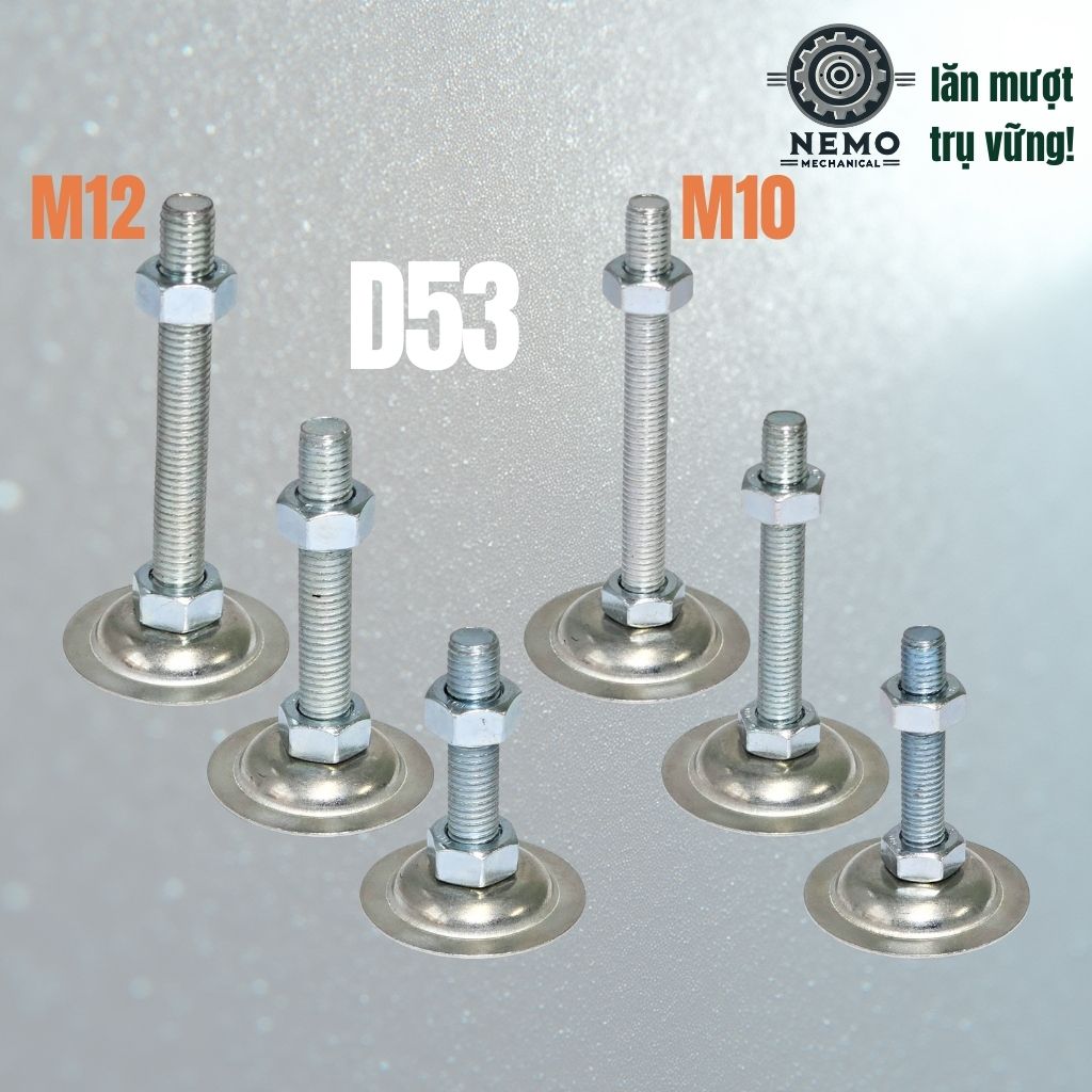 Chân Tăng Chỉnh Đế Thép Mạ Kẽm – Giải Pháp Cân Bằng Bàn Thao Tác & Băng Tải (M10, M12, M16)